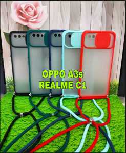 OPPO A1K / REALME C2 CASING SOFT CASE DOVE SLIDING CAMERA PLUS TALI LAYNARD MODEL TERBARU - PGC SHOP