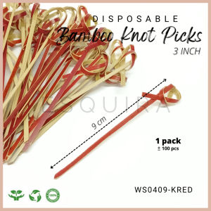 Tusuk Bambu Merah Dessert Sekali Pakai / Red Bamboo Knot Picks 9cm / WS0409-KRED