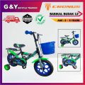 Basikal Budak Saiz 12 Inci / 12" Inch Bicycle Kids / Basikal Kanak Kanak / Basikal 12 Inci Untuk Umur 2-4 Tahun. 