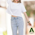 เสื้อครอป Cotton100% สีพื้น Oversize เสื้อครอปทรงโอเวอร์ไซส์ เอวลอย สไตล์เกาหลี เสื้อครอปท็อป เสื้อครอปสีขาว. 