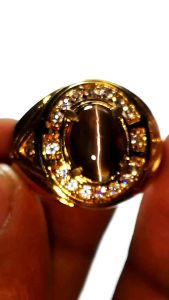 BATU PERMATA SILLIMANITE CATE EYE CEYLON (NTD) SRILANKA KRISTAL LASER TAJAM TOP PLAYING