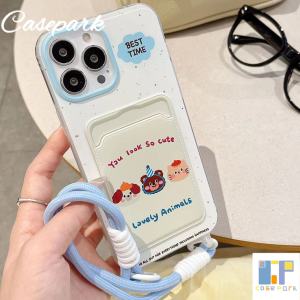 เคสโทรศัพท์ที่ใส่บัตรกระเป๋าเงินสายคล้องสำหรับ Iphone 15 Promax Iphone 15 Plus 16 14 13 12 11 Pro Max 7Plus X Xr Xs Max เคสป้องกันซิลิโคนลายการ์ตูนแมวน่ารักพร้อมสายคล้อง2024ใหม่เคสโทรศัพท์สไตล์ Ins