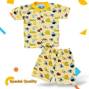 Setelan Baju Bayi Lengan Pendek+Celana Pendek motif animal elephant lucu laki-laki/perempuan katun Baby saina