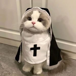 RANG Christmas Pet Dog Cat Cosplay Costume Breathable Pet Accessories Halloween Jumpsuit Coat Funny Dress Up Puppy Kitten Nun Clothes Photo Prop
