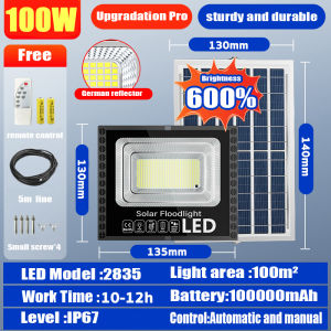 New Super Bright 1000W LED Solar Flood Light with Remote Control and Panel Waterproof Outdoor Lighting with EU Plug Buy 1 Get 1 Free