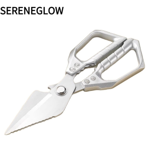 SERENEGLOW Kéo nhà bếp đa năng bằng thép không gỉ lưỡi sắc bén mở nắp chai và kẹp hạt lý tưởng cho công việc nấu ăn nặng