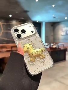 เคสศัพท์หรูหราลายทองคำเปลวสำหรับ Apple 17 Pro Max iPhone 16/15/14/12 Pro ปกหลัง