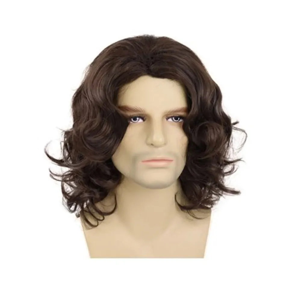 thumbnail image 2 of Men's Long Curly Brown Synthetic Wig - Heat Resistant For Halloween, Cosplay, Party 2 of 2
