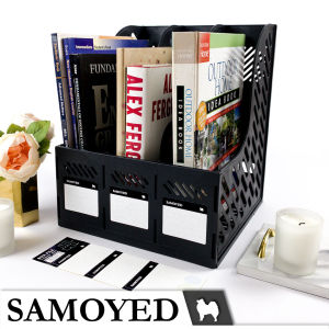 Tempat / Kotak / Keranjang / Rak Plastik Dokumen / Majalah / Magazine / Box File 3 Columns / Kolom / Kotak / Sekat / Susun Samoyed BXF-C3