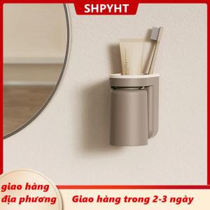 [COD] SHPYHT Giao hàng địa phương Multifunctional Toothbrush Rack Punch-free Wall-mounted Mouthwash Cup Toothbrush Cup Bathroom Storage Shelf Holder Accessories