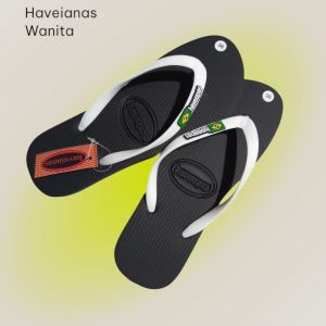 Sandal Japit Haveianas Cewek Krem/Hitam - Sandal Jepit Wanita Karet Lentur