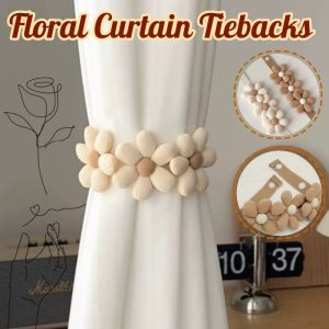 Floral Pearl Clip Curtain Tiebacks Decorative Rope Holdbacks Accessory for Curtains Adjustabl INS