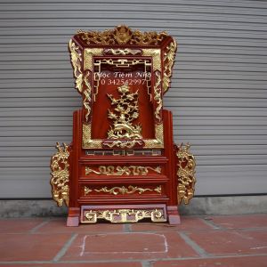 Giá Gương Cây Tùng Rát Vàng Thờ Gia Tiên Gỗ Hương Cao 81cm