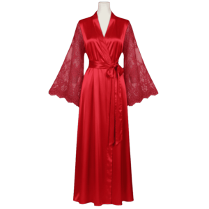 BANZU Long Sleeve Satin Night Robe Plus Size V Neck Lady Pajamas Silky Touch Comfortable Silk Satin Nightdress Sleeping Gown