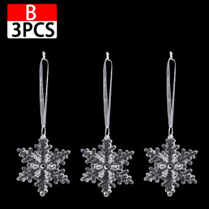 12Pcs Clear Acrylic Snowflake Hanging Ornaments Christmas Tree Decor Winter Party Angel Star Snowflake Elk Icicle Crystal Pendant