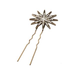 Metallic Style Rhinestone Star U Shape Hair Clip Summer Headwear for Woman Birthday Party Carnivals Non-slip Hairpin
