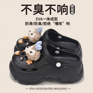 [Free Shipping] Womens new summer outdoor EVA thick-soled clogs with a raised heel perfect for the beach