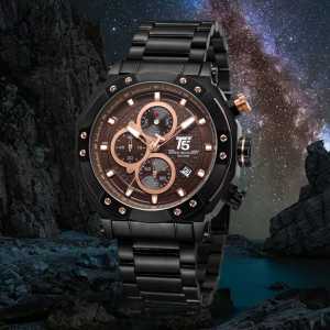 Jam Tangan Pria T5 3631 Analog Chrono Original Persegi Rantai Stainless Steel