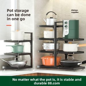 4/3/2 Tier Kitchen Pan Organizer Pot Rack Under Sink Adjustable Multifunctional Storage Rack for Kitchen