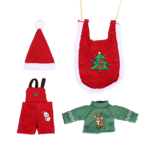 Cute Christmas Outfit Set For Dollhouses Dolls Santa Hat Overalls Perfect for Collector