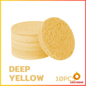 Cozy ฟองน้ําหน้าขัดผิว ขัดหน้า แพ็ค 10 ชิ้น ทรงกลม ใช้ซ้ําได้ ทำความสะอาดผิวหน้า แช่น้ำแล้วฟองน้ำจะฟู Face sponge