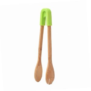 MIRELINA Đầu nối silicon Kẹp gắp thức ăn Nhiều lựa chọn màu sắc. Tre. Kẹp bánh mì Đầu thìa dĩa Kẹp gắp salad Chuẩn bị món salad.