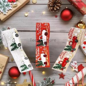 [COD] Technicolore 5M Christmas Ribbon Printed Christmas Linen Ribbon For Handmade Design Christmas Decoration Gift Packing