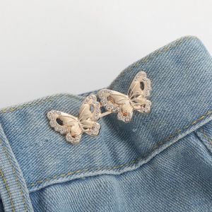 COUPLECOL Nail-free Butterfly Button Adjuster Invisible Rabbit Waist Buckle Elegant Silver Pants Tightener