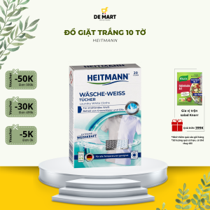[Chuẩn Đức Giấy giặt tẩy nhuộm quần áo Heitmann 10-45 tờ | Tẩy trắng nhuộm đen nhuộm xanh giữ màu