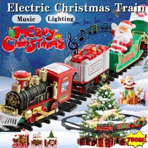 Electric Christmas train Electric Sound and Light Christmas Rail Car with Hanging Christmas tree