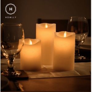 Homlly LED Flickering Flameless Advent Fireplace Battery Candle (Dry Battery)