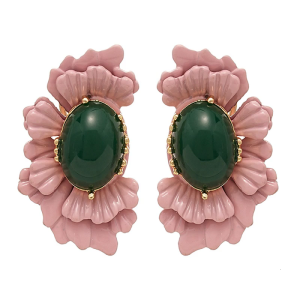 Unique Oval Flower Earrings Comfortable Silver Retro Elegant Accessory for Trendy Women Daily Wear