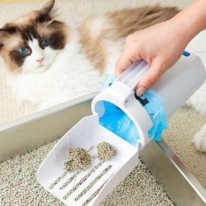 DGFDF ถังขยะในตัว ที่ตักทรายแมว แบบรวม ถอดออกได้ น้ำยาทำความสะอาดกล่องทิ้งขยะแมว ใช้งานได้จริง แบบพกพา ที่ตักขยะแมว กล่องทิ้งขยะแมว