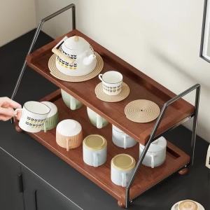 FFBH Wooden Table Cups Holder Storage Multipurpose Cups Mug Holders Simple Desktop Teacup Stand Kitchen Dining Room Cup Organizer Q3P9R