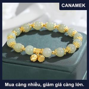 【CANAMEK】 Tự Nhiên Tre Đính Cườm Vòng Đeo Tay Mới Trung Quốc Phong Cách Ngọc Vòng Đeo Tay Cho Phụ Nữ Tinh Tế May Mắn Hotan Ngọc Vòng Đeo Tay