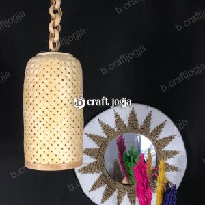 Kap Lampu Gantung Bambu Lampu Dekorasi Model Tabung Size M Kerajinan Anyaman Bambu