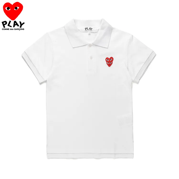 PLAY Official Store COMME Des Garcons CDG Play Women T Shirt Men T Shirt  cotton double heart short-sleeved polo lapel man T-shirt casual style women 
