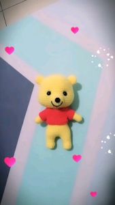 💯 Ready made Hand Crochet Toy Cutie Baby Pooh Bear 手制编织可爱维尼宝宝娃娃