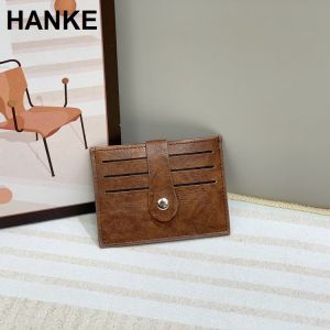 HANKE Wallet Slim Money Clip Credit Card Holder ID Business Faux Leather Snap Button Card Holder