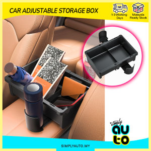 SIMPLYAUTO Car Adjustable Storage Box Armrest Food Drink Organizer Multipurpose Portable Storage Compartment Roadtrip Picnic Outdoor