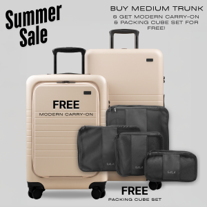 Medium Trunk with Free Cosmetically Imperfect Modern Carry-on – Desert Sand