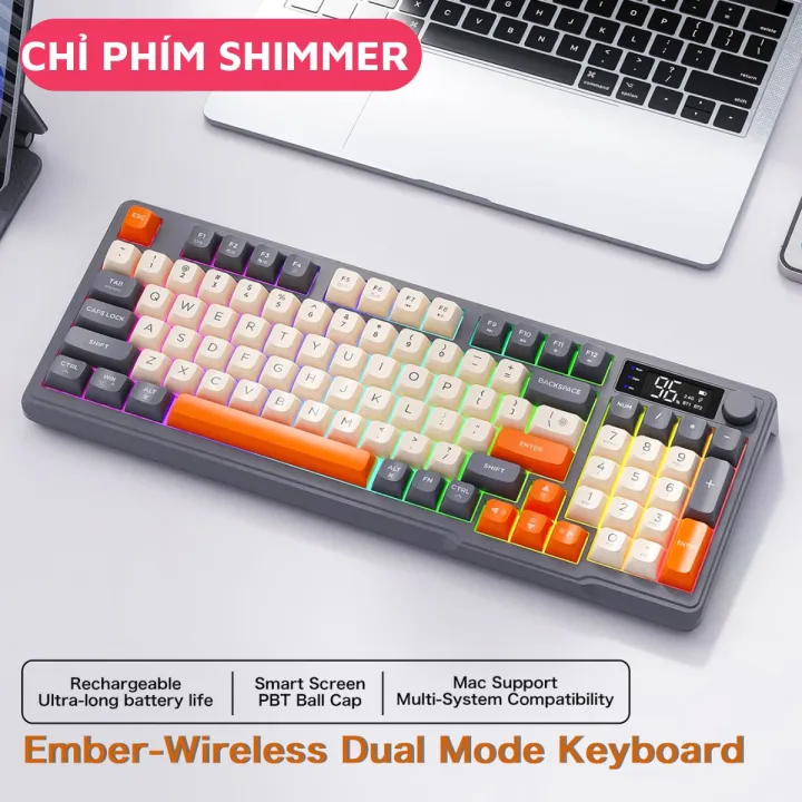 Bộ Bàn Phím Không Dây Bluetooth M96 LED 7 Màu Có Màn Hình, 2 Mode, Phím PBT Cao Cấp, Gõ Êm Chống Ồn Cho Win/ Mac OS | BigBuy360 - bigbuy360.vn