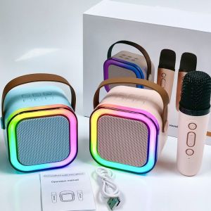 SPEAKER BLUETOOTH 2MIC 1SET/KARAOKE SPEAKER CUTE WIRELESS/SPEAKAER PORTABEL LUAR RUANGAN SPEAKER NIRKABEL