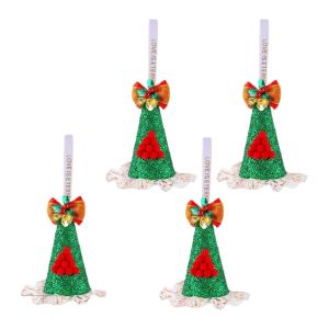 SHIHENG Sequin Christmas Cone Hat Pendant Non-woven Handmade Mini Santa Hat Pendant Decorative Star Bell Christmas Hat Ornament Home Party Supplies