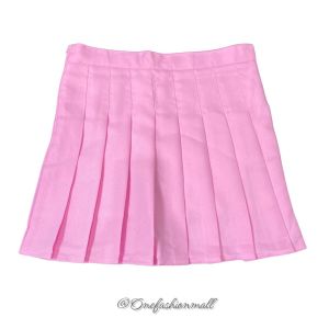Onefashionmall Korean Women Mini Skirt Rok Tennis Korea Rok Celana Pendek Polos Model Lipat Pleated Plain Lisa Blackpink (S-XXL) CW009