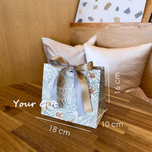 🎁3ไซส์! ถุงของขวัญลายดอกไม้เรียบหรู 🌸ริบบิ้น2สีทอง-เงิน แถมฟรี! งานแต่งงาน-บริษัท กระดาษเกรดA ส่งด่วน