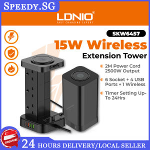 SG（Ready Stock)LDNIO Tower Extension Wireless Charge 6 UK PLUG Plug Socket SKW-6457 Power Cord 2500w