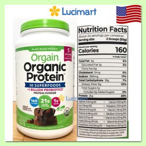 [HCM]Bột đạm thực vật hữu cơ Orgain Organic Protein Plant Based Protein Powder nhiều hương vị [Hàng Mỹ]