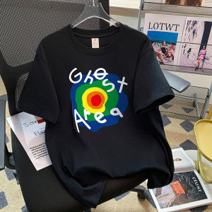 T-Shirt Wanita Hitam Lengan Pendek - Motif Huruf Kreatif & Desain Lucu Katun Tipis Bernapas Premium Tren Korea 2025 Atasan Oversize Slim Fit Kerah Bulat Gaya Sweet & Spicy Ukuran besar Busana Trendi Wanita Atasan kerah bulat serbaguna Gaya Urban