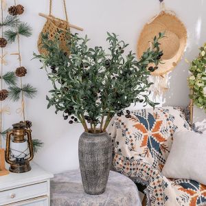 GREYDAWN 88CM Artificial Olive Fruit Branch Elegant Handmade Simulated Olive Leaf Plant Flower Arrangement Green Fake Olive Tree Home Garden